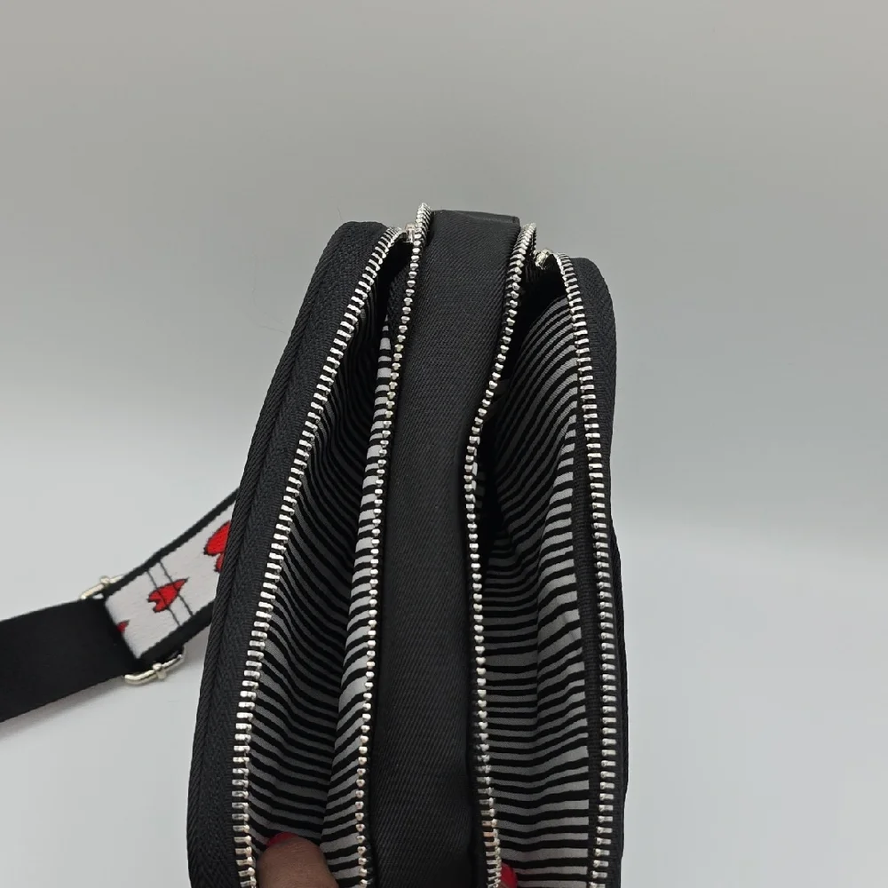 Brighton Black Crossbody Bag with Red Accents